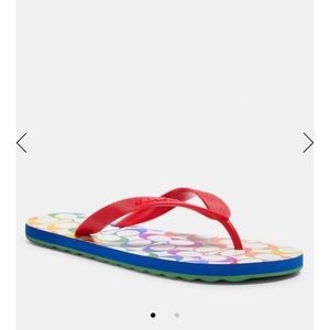 Coach rainbow flip flops NWT